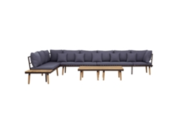 Conjunto Lounge 8 Lugares Jardim C/ Almofadões Acácia Macíça Dkd Home Decor