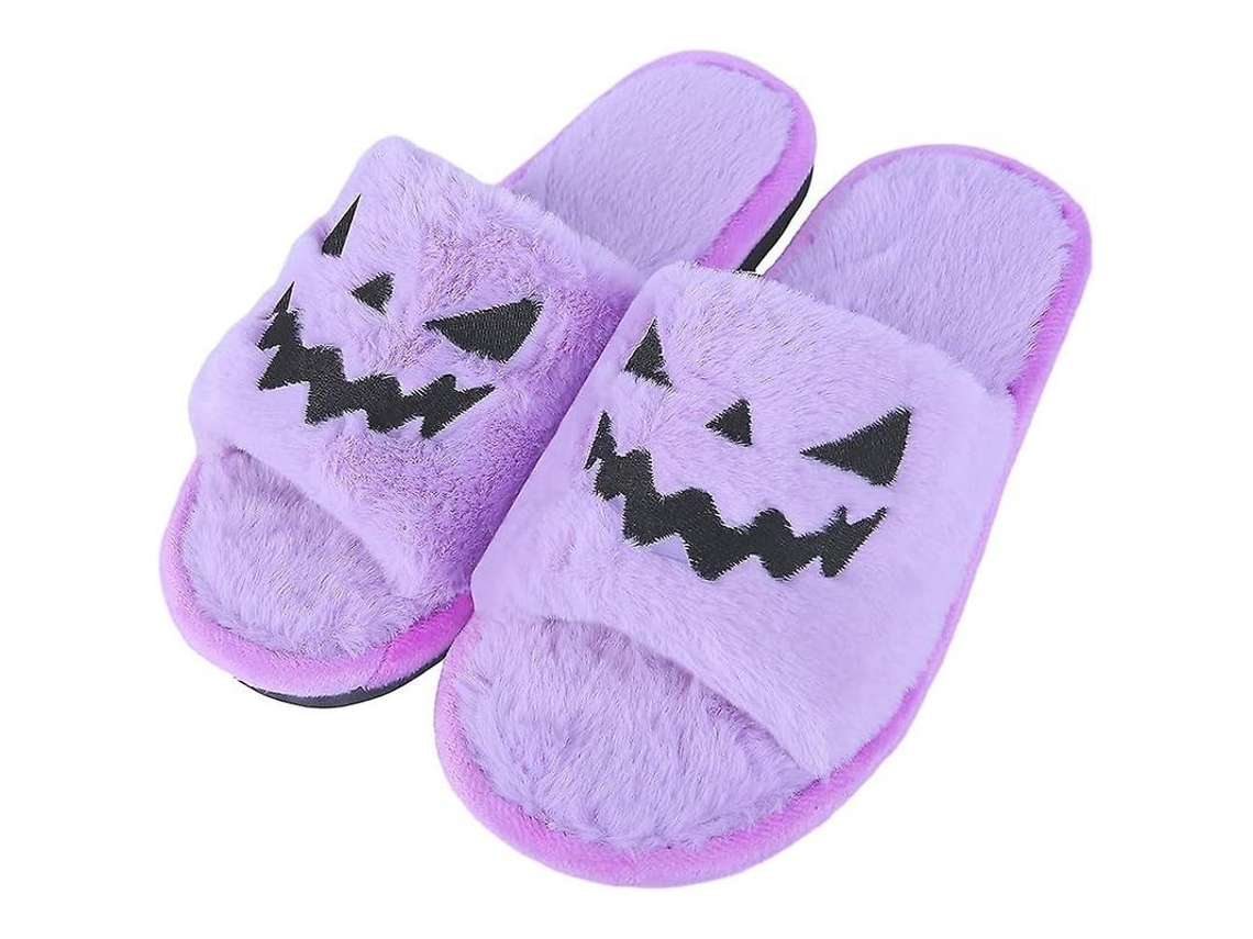2026-zapatillas De Halloween Calabaza Mujer Diseño Abierto Pelo Suave Pantuflas Casa Niñas Damas