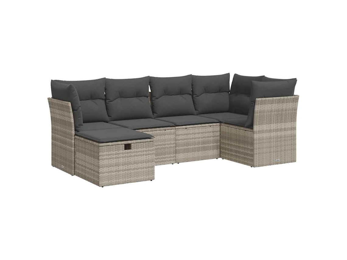 Maison Exclusive - Set De Sofás De Jardín 6 Pzas Y Cojines Ratán Sintético Gris