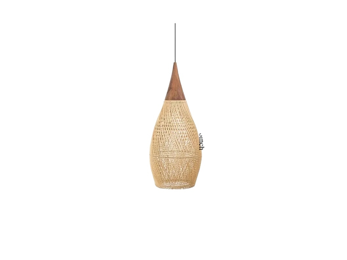 Lámpara colgante de ratán, fuente de luz LED, lámpara de cuerda, pantalla beige, D35, sin bombilla, OEM