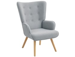 Sillón Boucleé Capitoné con patas de madera gris claro 71x74x96