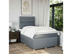 Cama Box Spring Con Colchón Tela Gris Claro 120x200 Cm