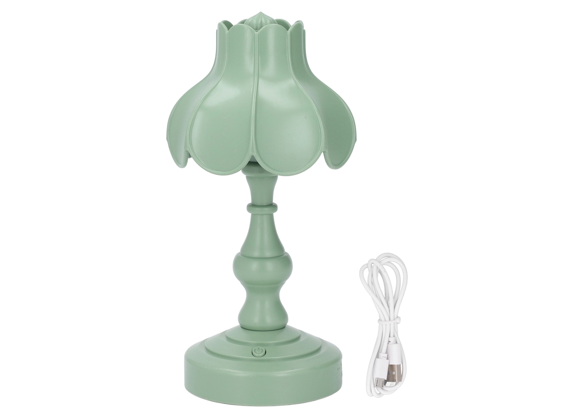 Rebe-lámpara De Noche Floral Retro Mini Para Dormitorio Mesa De Noche Led Protectora De Ojos Recargable Verde Para Estudio