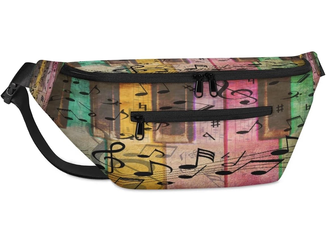 Bolso Hombro Colorido Tropicallife Para Hombre Mujer Estampado Notas Musicales Unisex Gran Capacidad Inform