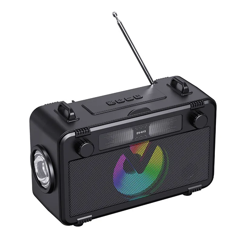 Radio Portátil Recargable Con Energía Solar (negra), Altavoz Bluetooth 5.3, Linterna Led, Tarjeta Tf Y Reproductor De Música Usb.