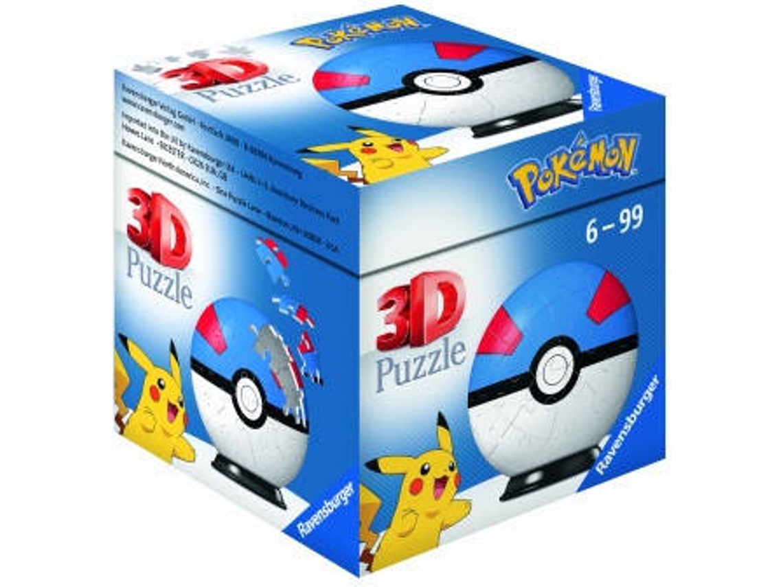 Puzzle 3D RAVENSBURGUER Pokémon Pokéballs Superball (Edad Mínima: 6 Años - 55 Piezas)