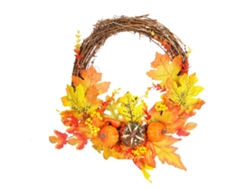 Corona de calabazas Baok con hojas artificiales para puerta, ventana, otoño, Halloween, decoración navideña.