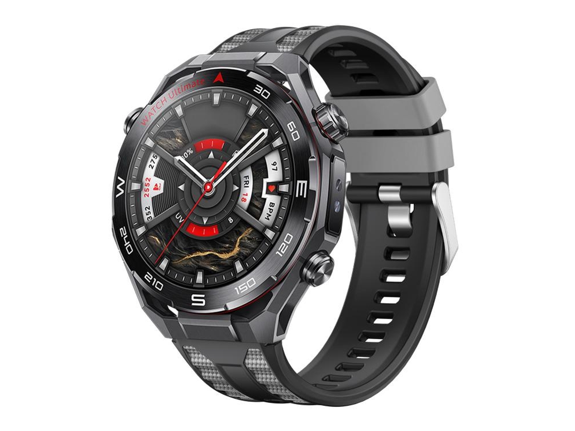 Bracelete Para Huawei Watch Ultimate 2 - Silicone Bicolor - Fivela De Pino Prateada Preto E Cinza