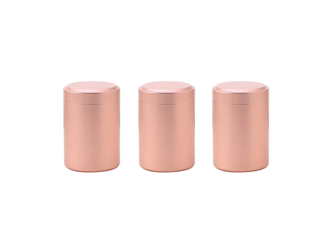 Juego de 3 mini cajas de té de metal MDUG, recipientes pequeños y portátiles en oro rosa