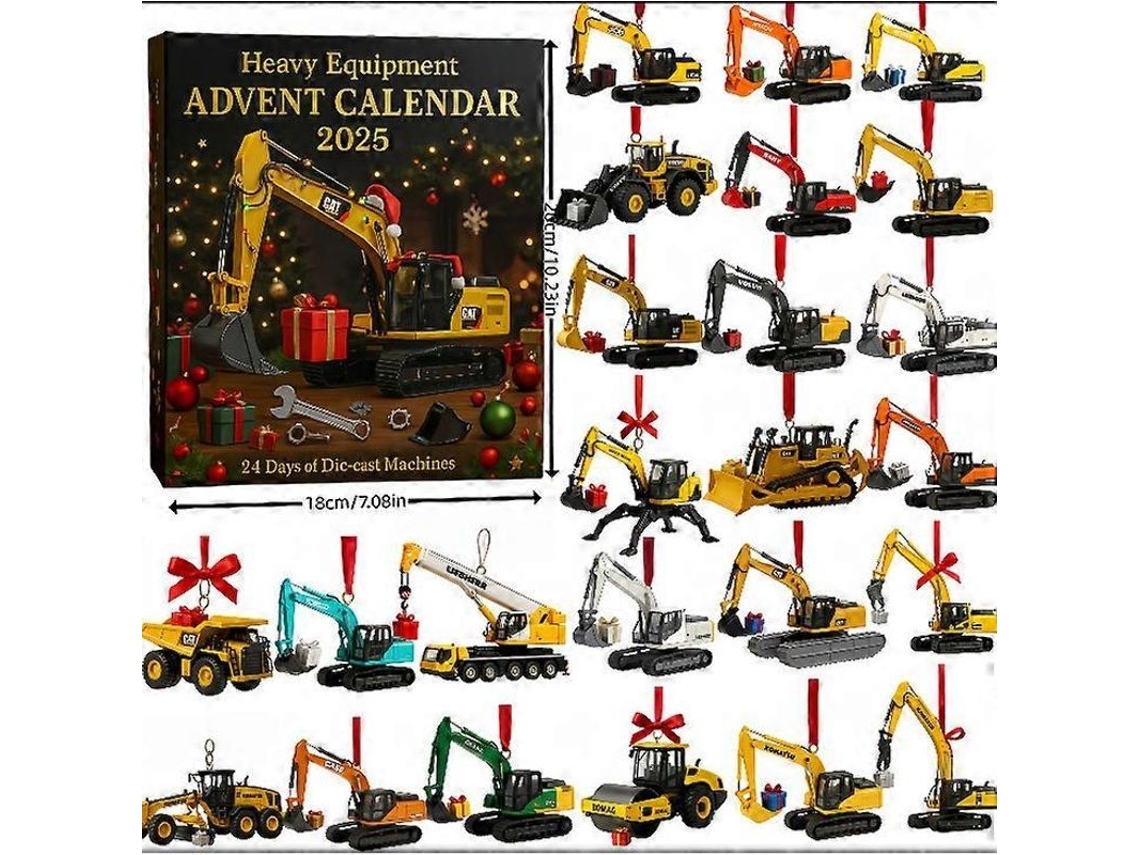 Calendario De Cuenta Regresiva Para El Año Nuevo 2025: Camión De Bomberos, Coche Deportivo, Muscle Car Americano, Camión De Construcción.
