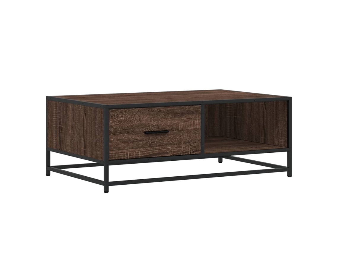 Maison Exclusive - Mesa De Centro Madera Ingeniería Metal Marrón 90x57x35 Cm