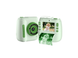 Cámara digital Polaroid con estampado de abanico para niños, cámara verde dual