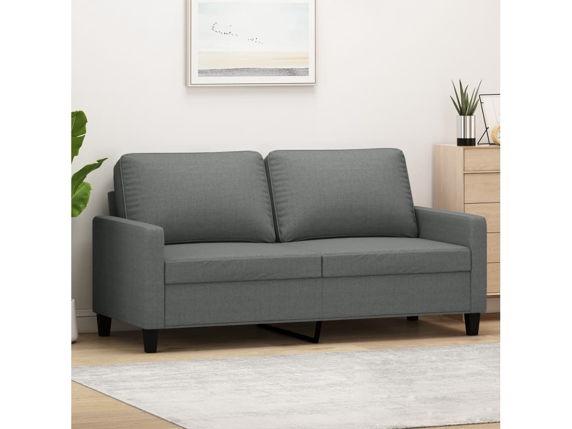 Sofá De 2 Plazas De Tela Gris Oscuro 140 Cm
