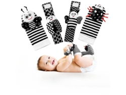 Henten Home Calcetines Para Bebé Y Pulseras Sonajero Lindos Juguetes Para Animales (2 Pulseras Y 2 Calcetines)