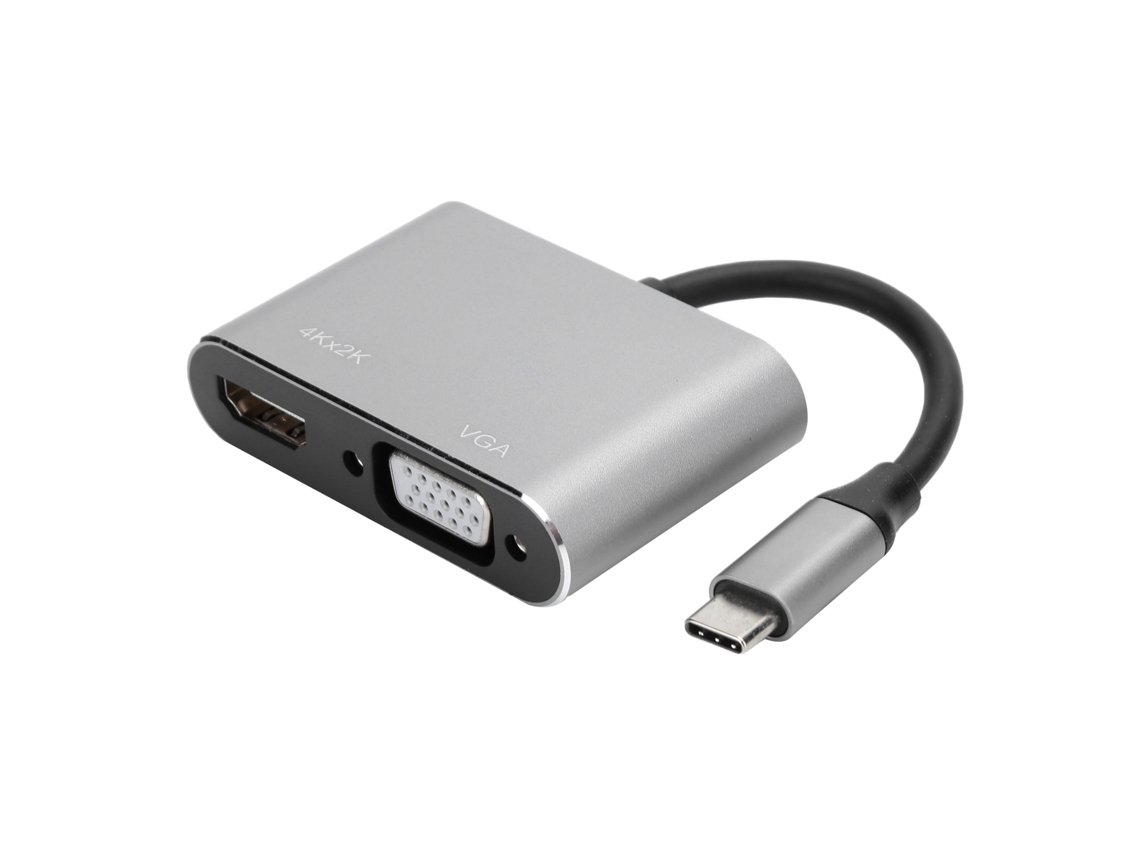 D2026n adaptador Hub Type c para Hdmi/vga Dvi Displayport Ethernet Conversor Dock 4k Resolução Cinza