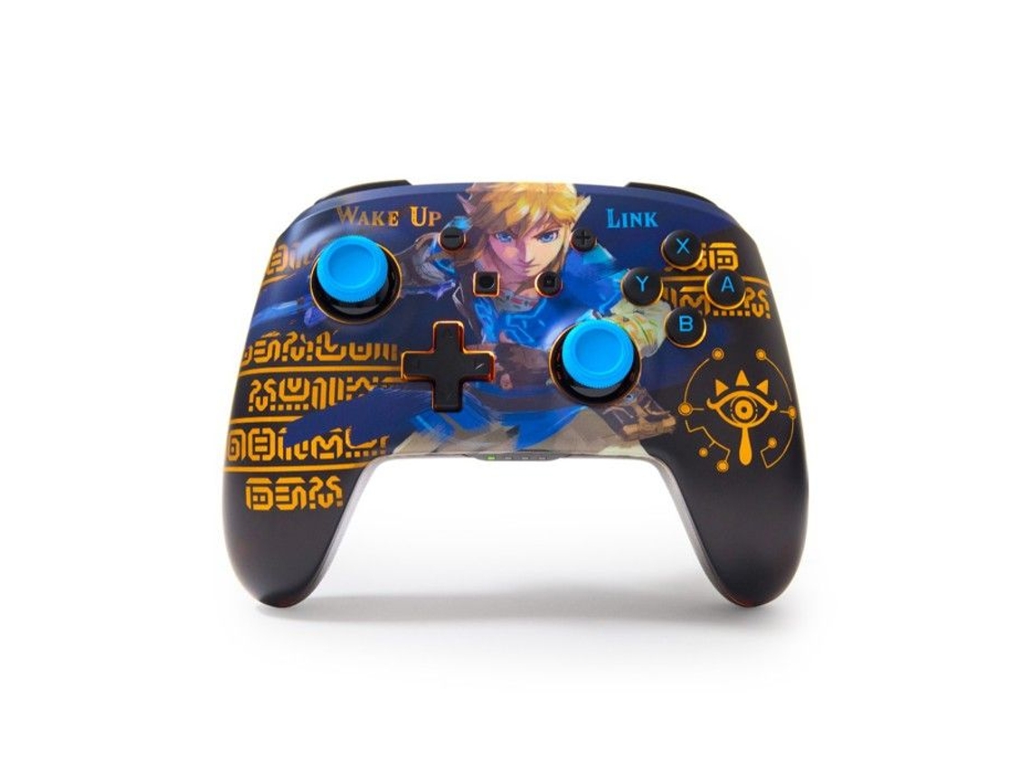 Mando inalámbrico Powera Lumectra Wake Up Link para Nintendo Switch, color negro y azul