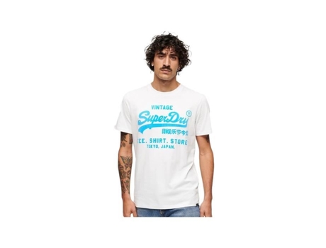 Camiseta Vintage de Hombre SUPERDRY Algodón Blanco (S)