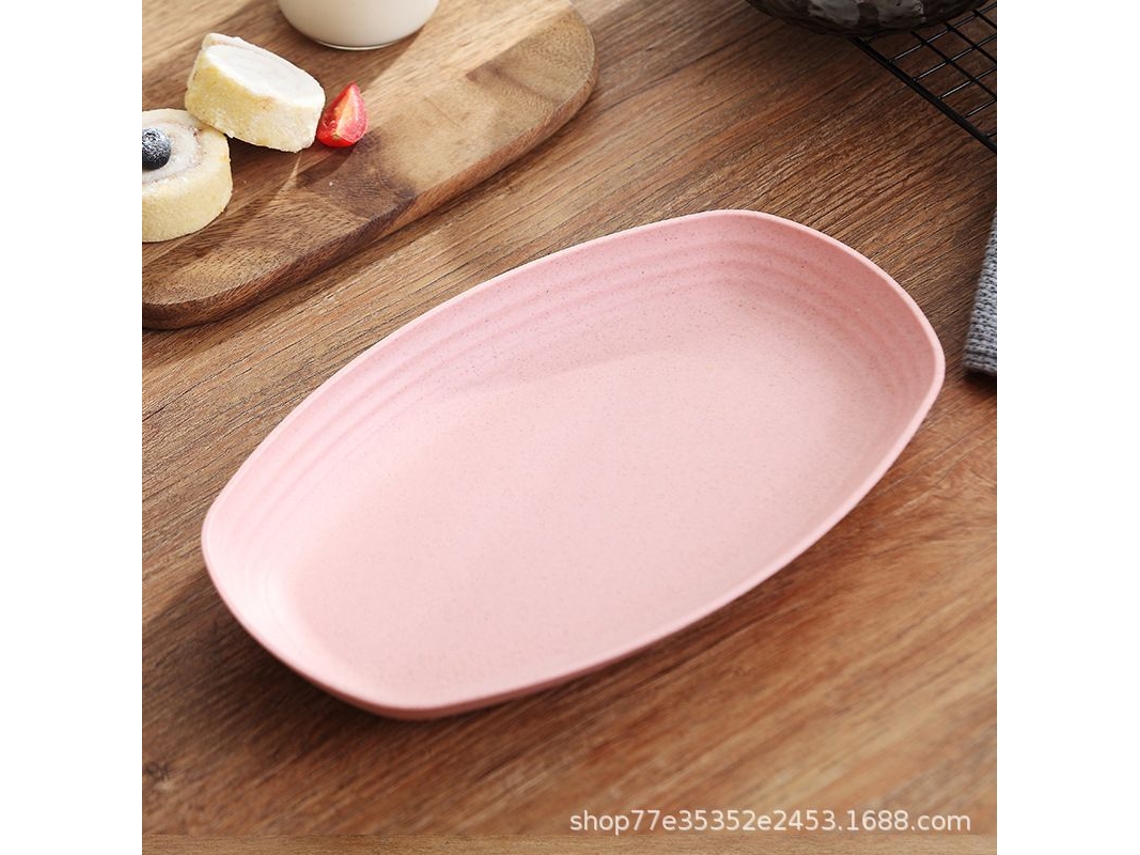 2026-41440-plato De Trigo 11" Seguro Para Microondas Reutilizable Ecológico Bpa Libre Ligero Biodegradable Antimancha Fácil De Limpiar Rosa