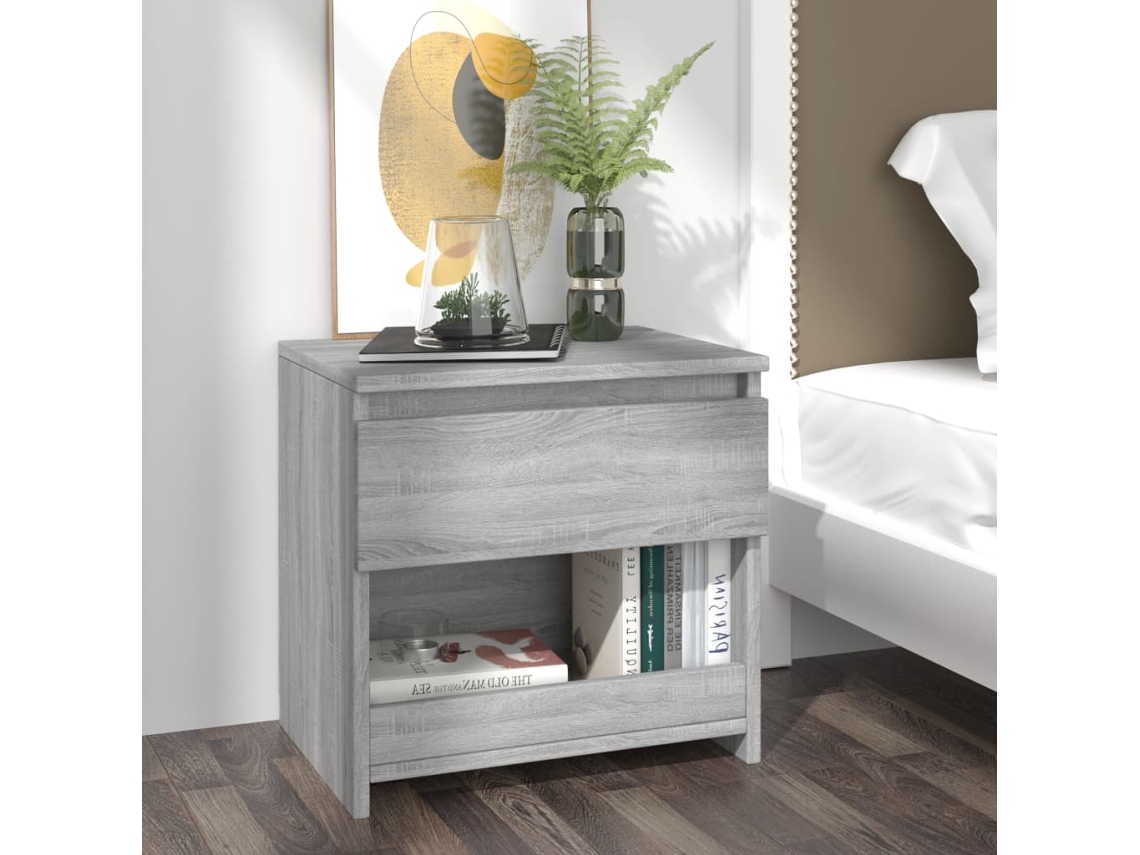 Mesa Cabeceira LOVELY HOME Mesinha 40X30X39 Cm Derivados de Madeira Cinzento Sonoma