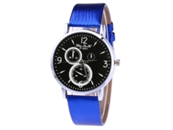 Reloj De Pulsera Unisex Informal De Cuarzo, Estilo Clásico Moderno, Con Correa De Piel Sintética Azul.