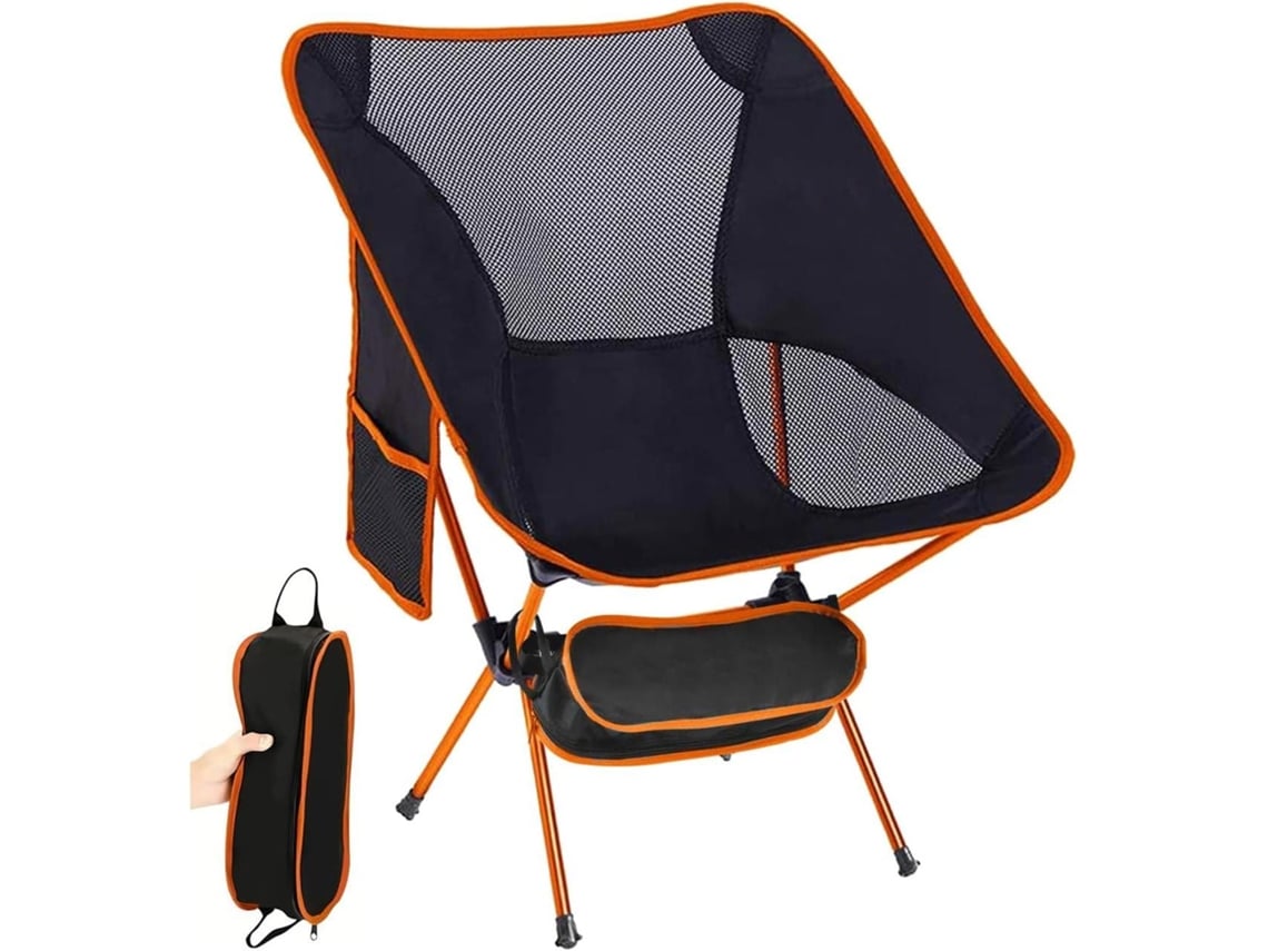 Silla De Camping Plegable Portátil Con Bolsa De Almacenamiento Y Bolsillos Laterales, Ultraligera, Adecuada Para Playa Y Pesca.