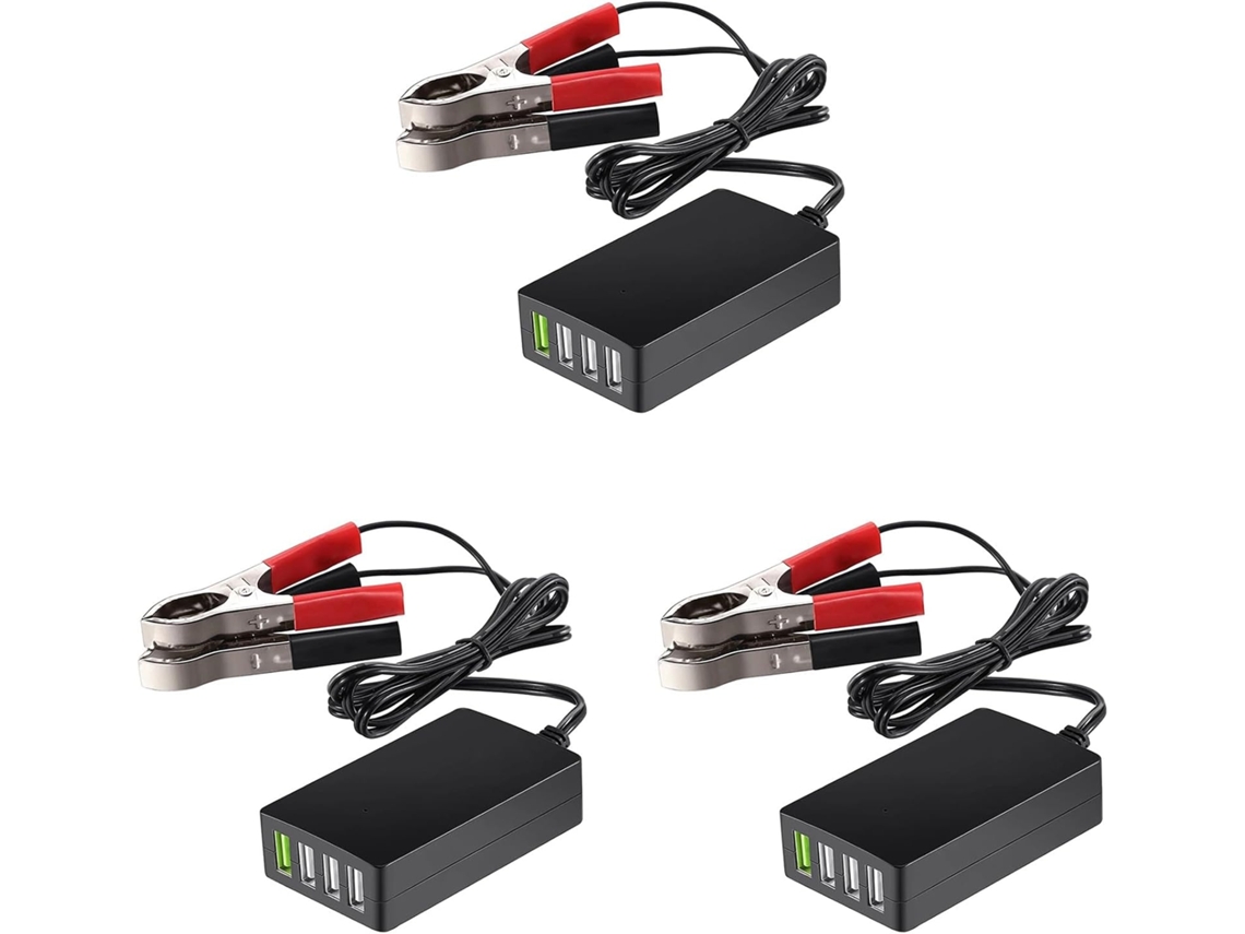 Fuente De Alimentación Portátil De Cc 3x Con Clip Para Batería, Cargador Usb De 4 Puertos De 12 V 24 A A 5 A, Adaptador Multipuerto