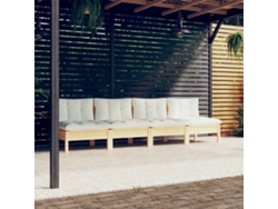 Sofá De Jardín | Sofá De Exterior De 4 Plazas Con Cojines Madera Maciza Pino Crema Wsd478251