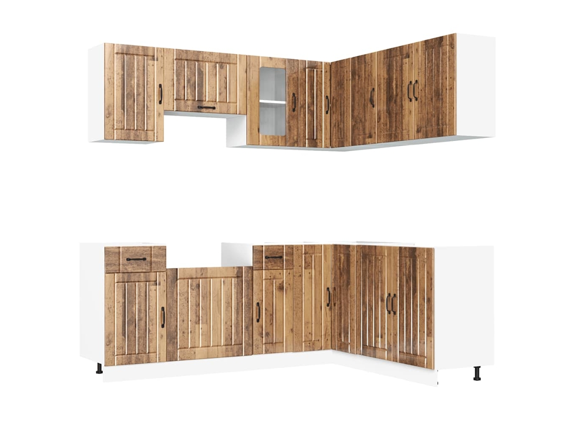 Conjunto de 11 gabinetes de cocina de madera antigua MAISON EXCLUSIVE