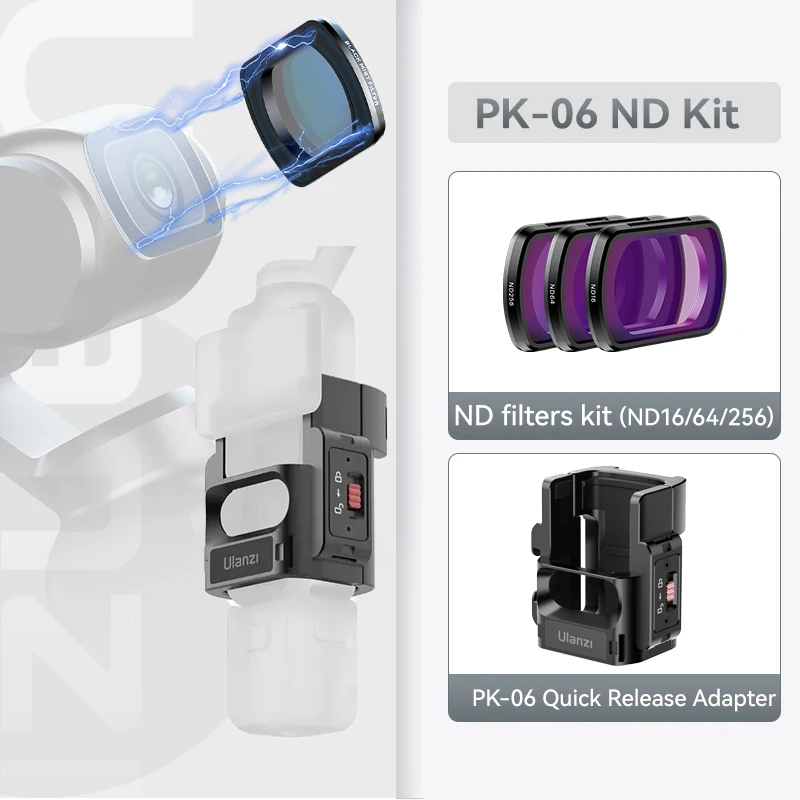 Adaptador de expansión de liberación rápida PK-06 para DJI Osmo Pocket 3, soporte de trípode ligero con zapata fría y tornillo de 1/4", kit marrón