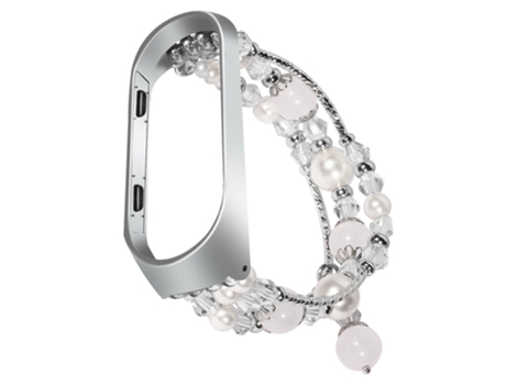 Correa metal + ágata colgante de ágata de cristal para Xiaomi Mi Band 5/Mi Band 6 - blanco