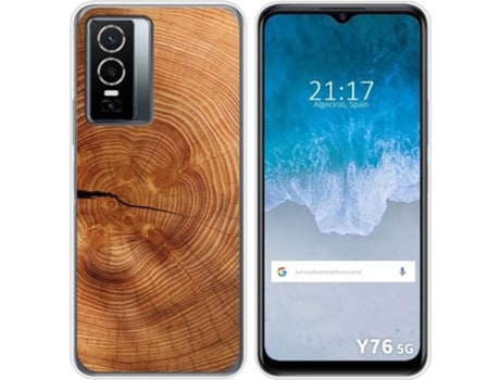 Carcasa para Vivo Y76 5G TUMUNDOSMARTPHONE Dibujos Madera 04 Multicolor