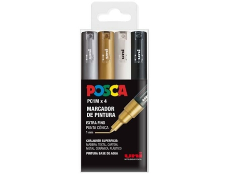 Juego De Marcadores POSCA Pc-1M Bwsg 4 Piezas