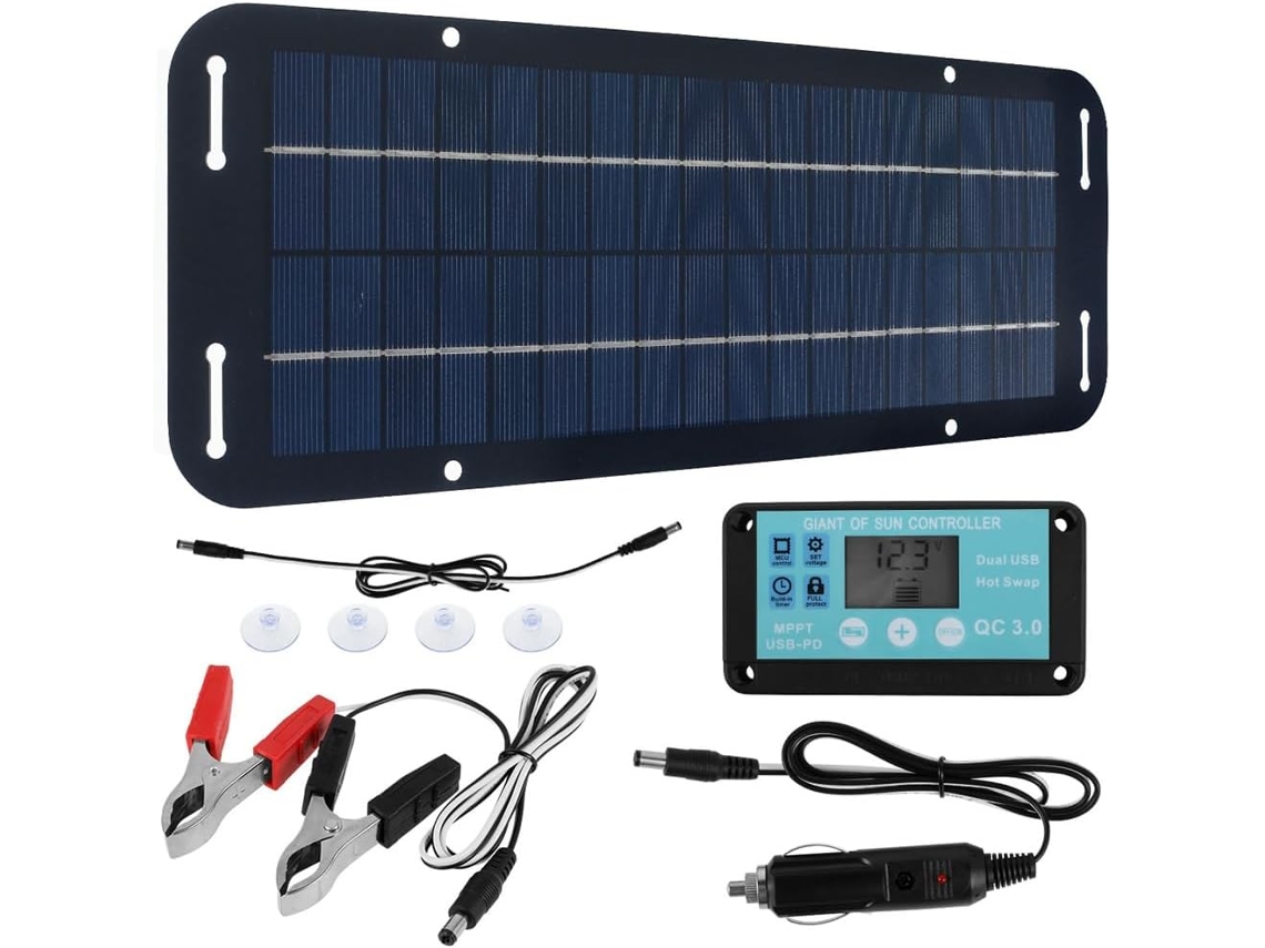 Kit De Panel Solar De 20 W Y 12 V, Cargador Solar, Fuente De Alimentación Usb, Teléfono Móvil, Batería.