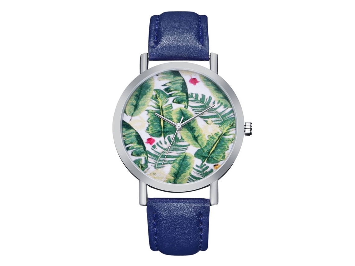 Reloj De Pareja De Cuarzo Con Correa De Pu, Dial Redondo, Moda (azul)