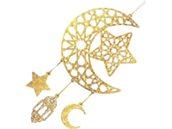 Adorno De Pared De Ramadán En Oro Claro Con Colgante De Estrella Y Luna.