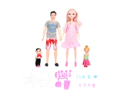 Ats-set De Muñecos Familia Con Papá Mamá Embarazada Hijo Hija Bebe Accesorios Regalo Navideño Niños
