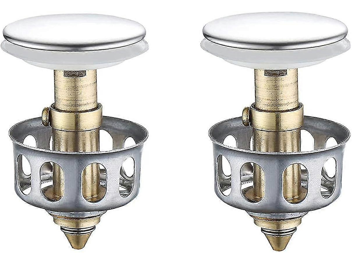 2 Pack Tapón De Drenaje Pop Up Universal Para Lavabo, Tapón De Drenaje Con Cesta Para Baño Y Cocina, Apertura 33.6-40mm
