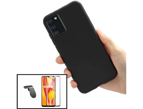 Carcasa + Protector + Soporte Magnético Samsung Galaxy A02s PHONECARE Silicona Liquida Negro