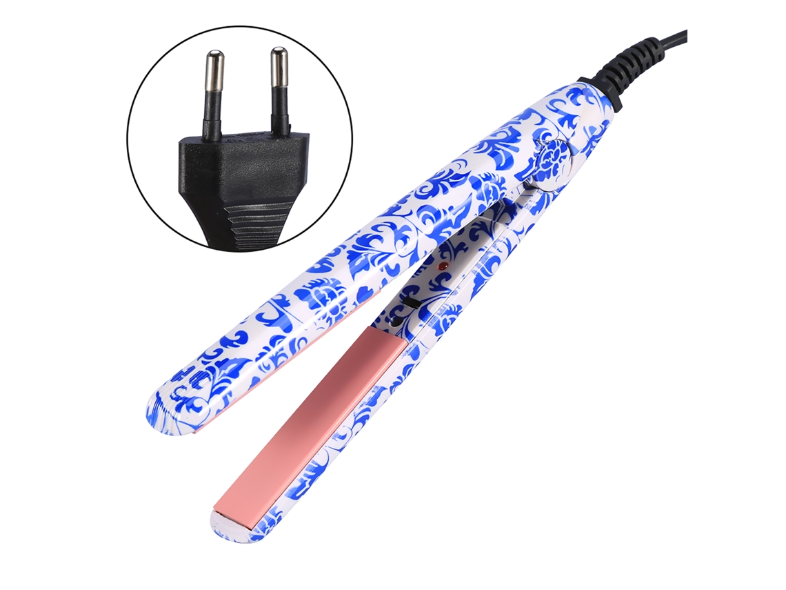 1pc Plancha De Pelo Eléctrica Portátil Herramienta De Peinado Rectificadora (blanco Azul)