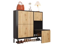 Armario De Ratán Con 4 Puertas, Estante Ajustable Y Patas De Madera.