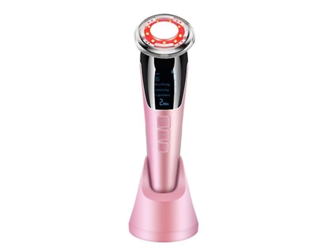 Masajeador Facial Ems Terapia de Fotones Led Combinada con Color Frío y Caliente Rosa AUJEZON