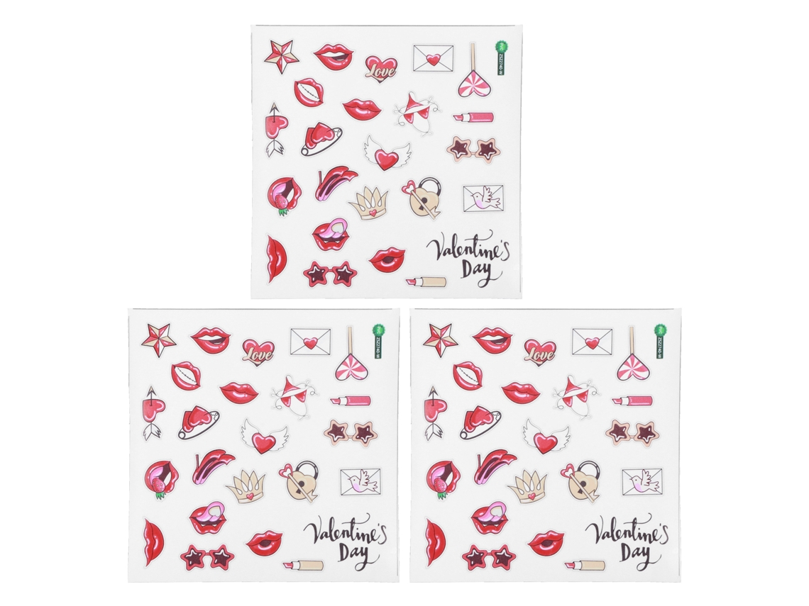 Pegatinas de pared para el Día de San Valentín con forma de corazón y pintalabios (3 piezas)
