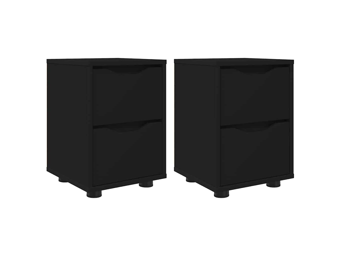 Juego de 2 mesitas de noche negras con cajón MAISON EXCLUSIVE 30,5x30x43 cm