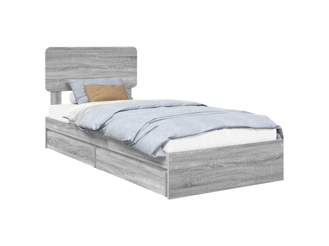Maison Exclusive - Cama Con Almacenamiento Con Cabecera Gris Sonoma 75 X 190 Cm