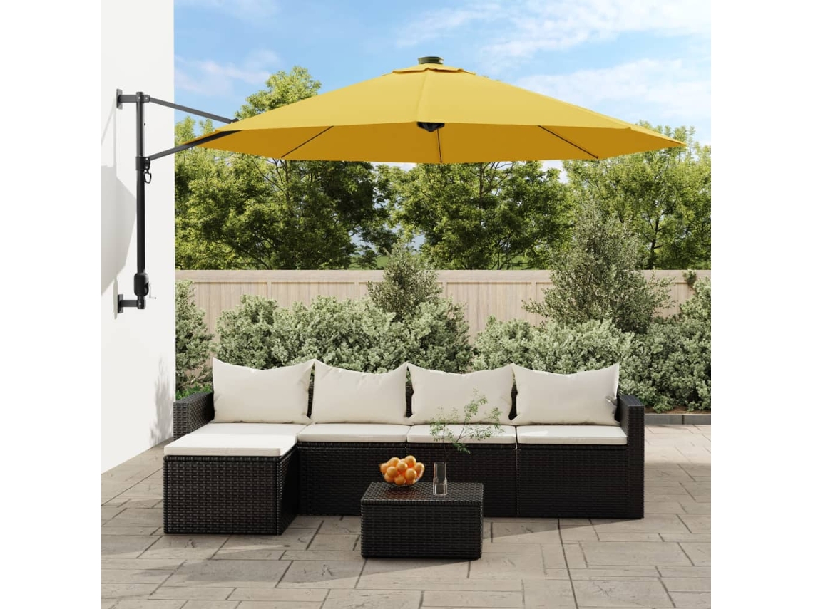 Sombrilla De Jardínsombrilla De Pared Con Led Amarillo 290 Cm Wsd191020