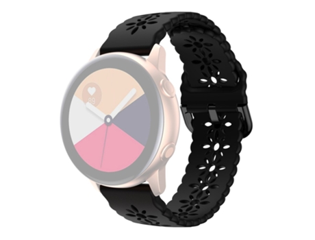 Correa de Silicona flor de ciruelo 20mm ahuecado para Samsung Galaxy Watch4 40mm/44mm/Watch4 Classic 42mm/Garmin Venu 2 Plus - negro
