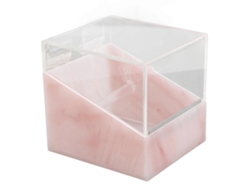 Dispensador de cinta adhesiva para pestañas postizas con 2 compartimentos, cortador de cinta acrílica y tapa transparente con bisagra para salones de belleza.