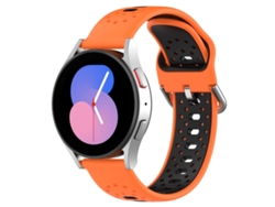 Bracelete Para Samsung Galaxy Watch 5 (40mm) - Silicone Respirável Duas Cores (20mm) - Laranja + Preto