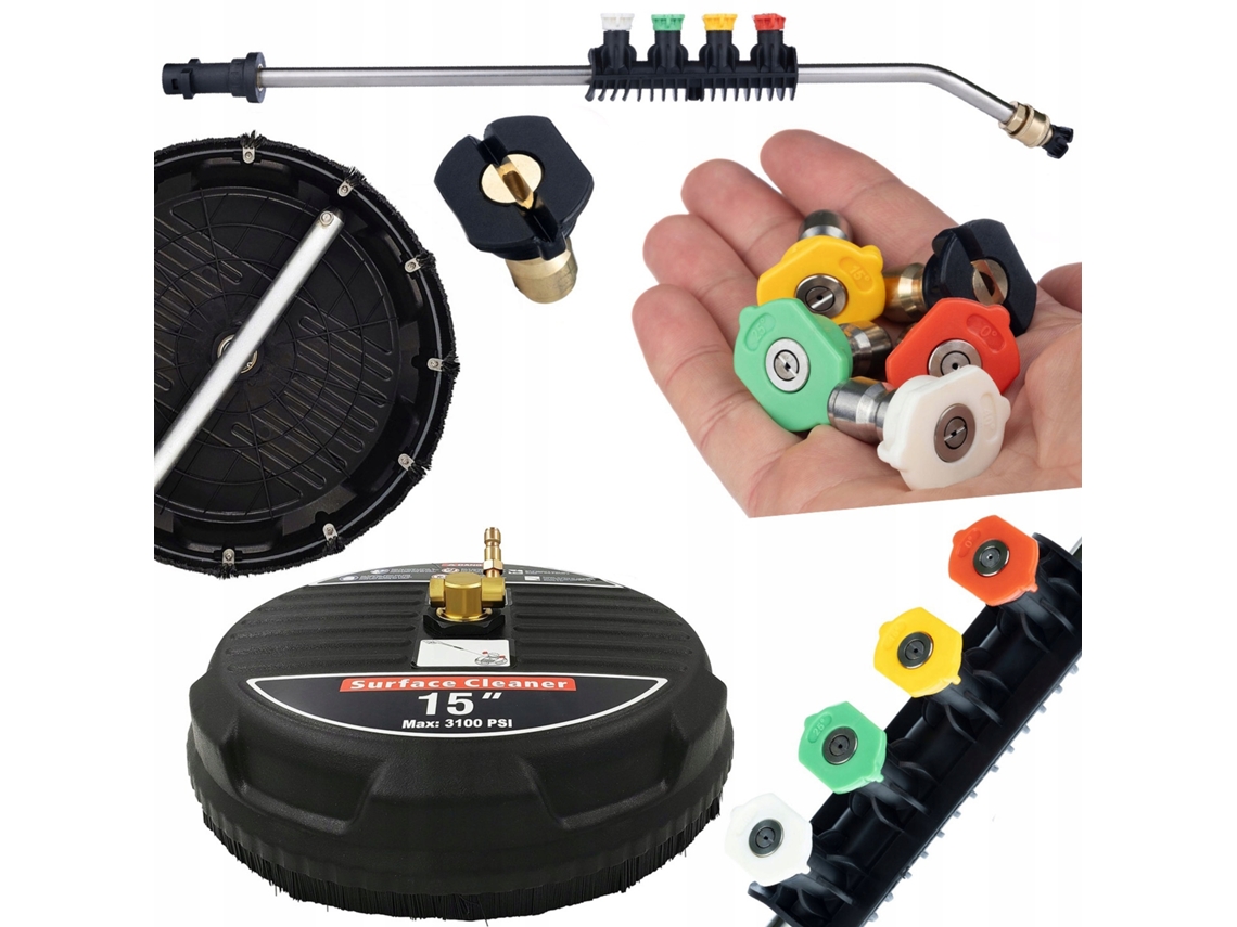 Kit de limpieza para hidrolimpiadora – Cepillo T-racer 15'' + Lanza 1/4'' | Máx. 16 Bar | Compatible con 45-65 L/h
