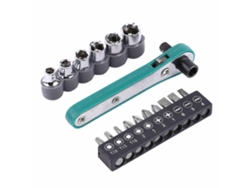 Juego De Llaves De Carraca De 1/4" Con Puntas Y Vasos Intercambiables, Acero Cromo-vanadio Y 45